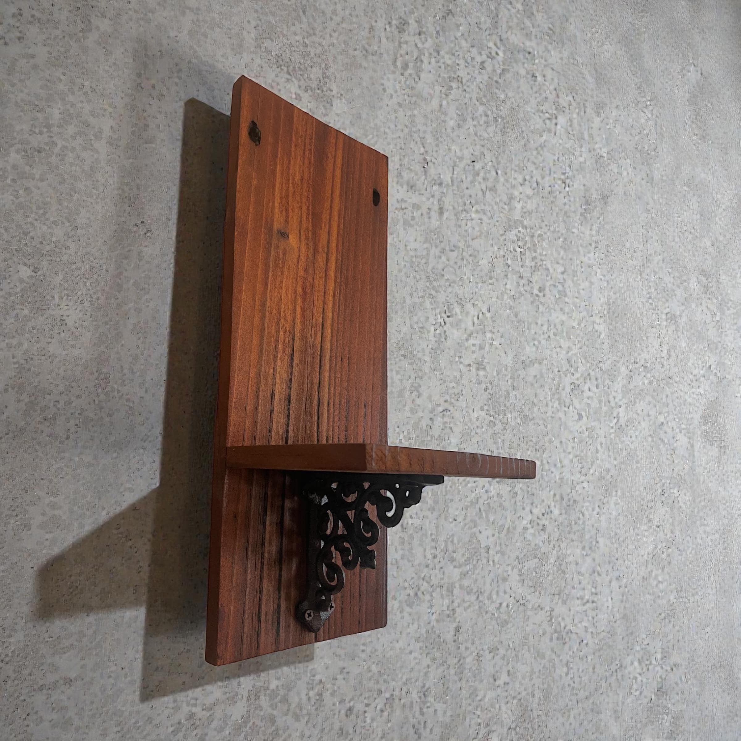 Rustic Reclaimed Wood Wall Shelf with Copper Brackets – Handmade Plant & Candle Display