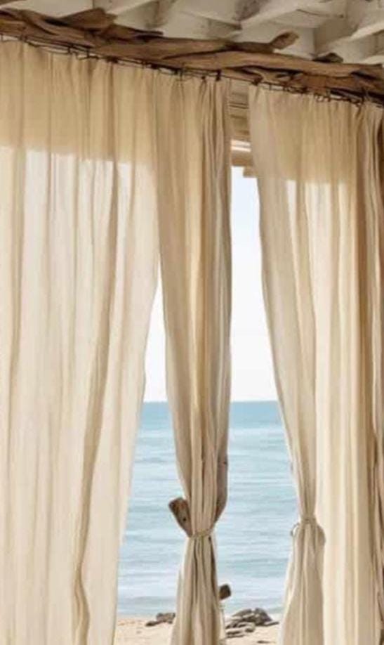 Natural Driftwood Curtain Rod – Handmade Rustic Coastal Window Hardware