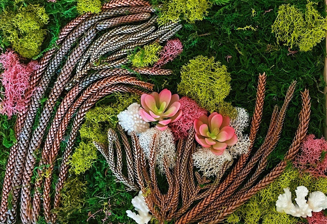 Preserved Moss Wall Art with Succulents – Handmade Botanical Wall Décor