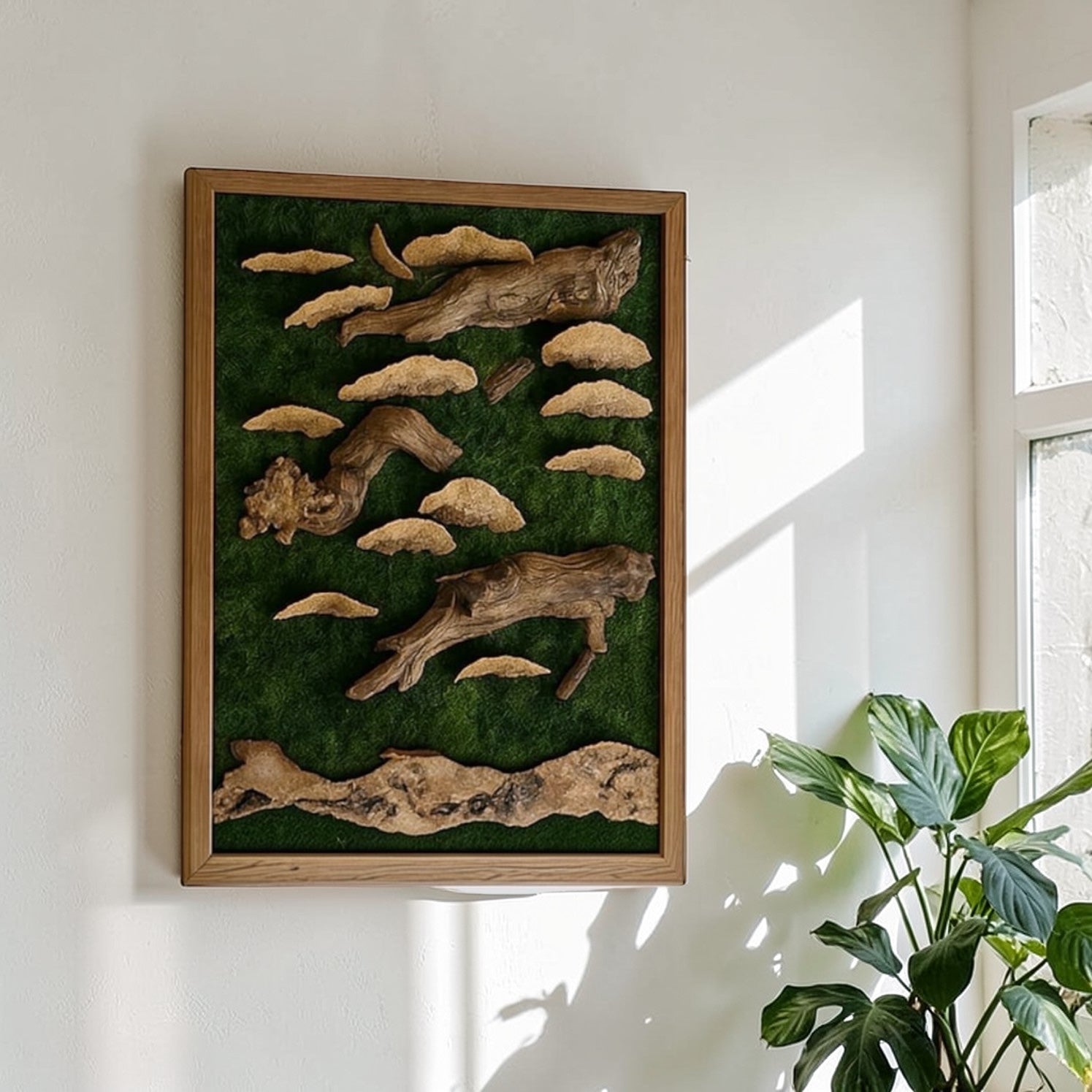 Preserved Moss Wall Art with Succulents – Handmade Botanical Wall Décor