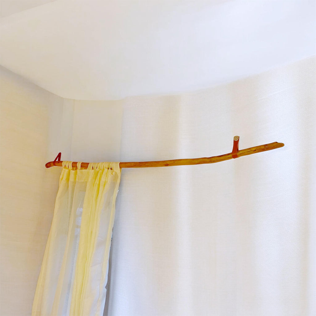 Natural Driftwood Curtain Rod – Handmade Rustic Coastal Window Hardware