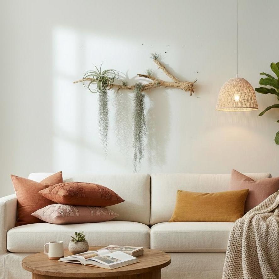 Large Cholla Cactus Air Plant Wall Hanging | Natural Desert Wall Art | Mounted Tillandsia Display | Vertical or Horizontal Hanging Decor