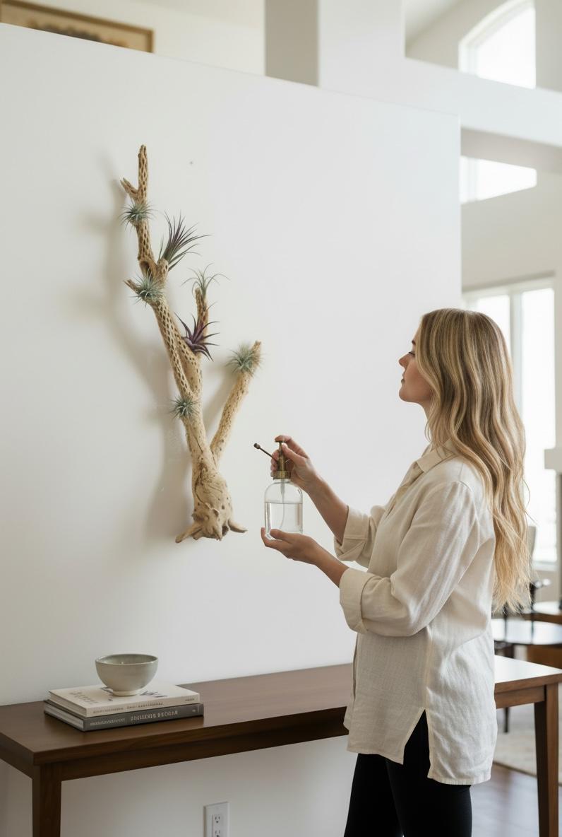 Large Cholla Cactus Air Plant Wall Hanging | Natural Desert Wall Art | Mounted Tillandsia Display | Vertical or Horizontal Hanging Decor