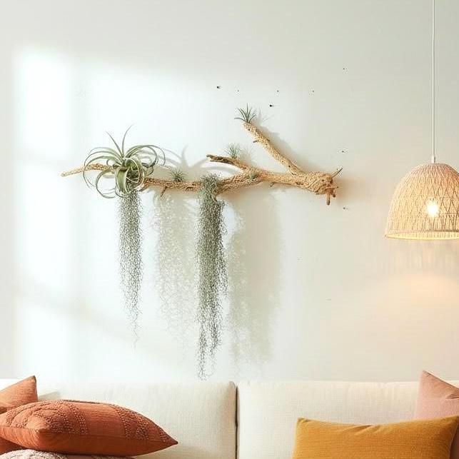 Large Cholla Cactus Air Plant Wall Hanging | Natural Desert Wall Art | Mounted Tillandsia Display | Vertical or Horizontal Hanging Decor