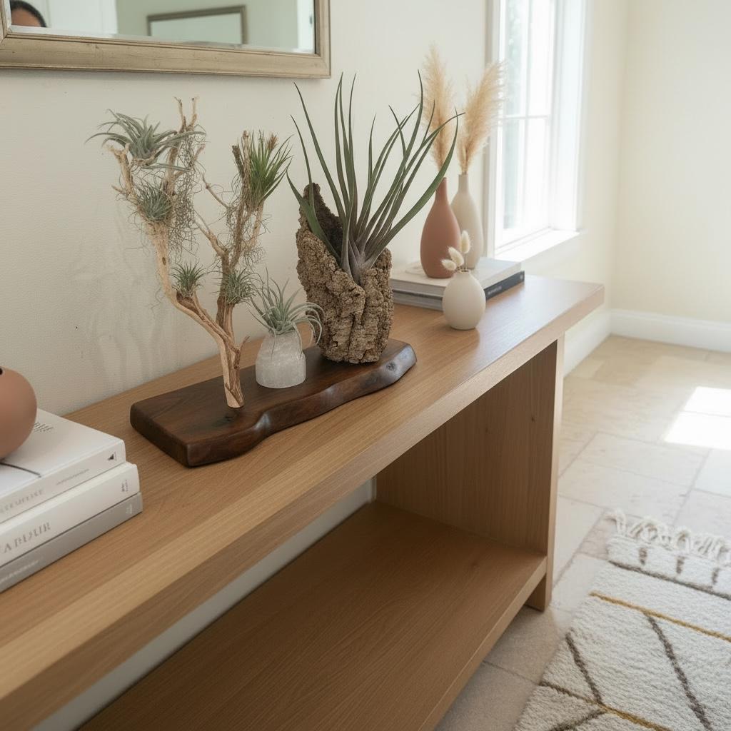 Sculptural Air Plant & Wood Art with Premium Air Plant Collection | Huge Statement Tillandsia, Live Edge Walnut, Manzanita and Cork Wood
