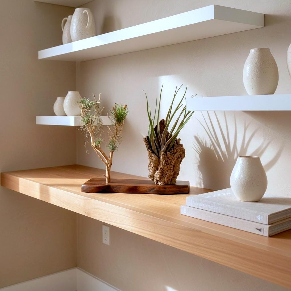 Sculptural Air Plant & Wood Art with Premium Air Plant Collection | Huge Statement Tillandsia, Live Edge Walnut, Manzanita and Cork Wood