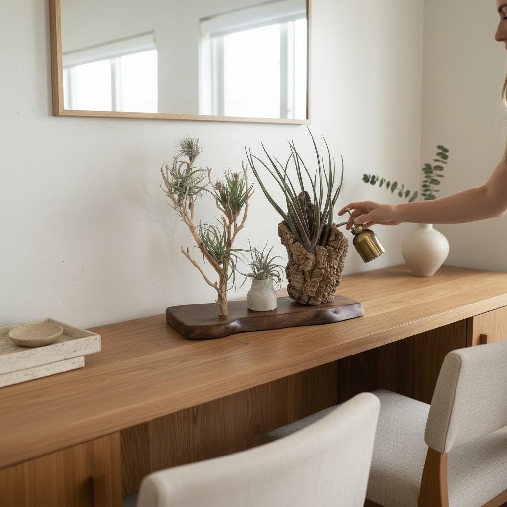 Sculptural Air Plant & Wood Art with Premium Air Plant Collection | Huge Statement Tillandsia, Live Edge Walnut, Manzanita and Cork Wood